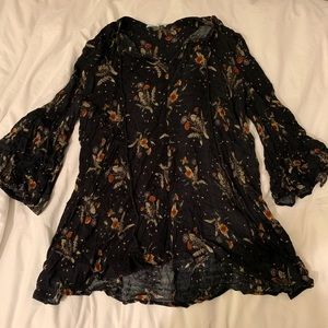 Navy Floral Blouse